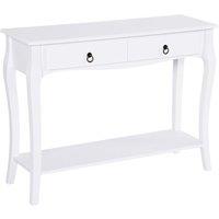 HOMCOM Console Table With Storage Shelves Drawers For Entryway Ivory White, White