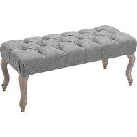 HOMCOM Tufted Upholstered Accent Bench Fabric Seat Cabriole Legs Grey, Grey