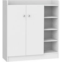 HOMCOM Shoe Storage Cabinet Footwear Rack Stand - White, White