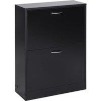 HOMCOM Shoe Storage Cabinet Footwear Stand Organiser Unit Wooden Black, Black