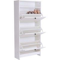 HOMCOM Shoe Storage Cabinet Footwear Organiser Space Saving With 3 Drawers White, White