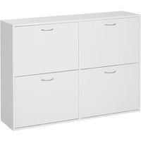 HOMCOM Wooden Shoes Cabinet Multi Flip Down Shelf Drawer Organizer White, White