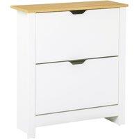 HOMCOM Shoe Storage Cabinet 4 Shelves/2 Drawers - White, White