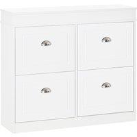HOMCOM Shoe Cabinet w/ 4 Drawers Storage Cupboard - White, White