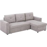 HOMCOM Upholstered Linen Look L Shaped Sofa Bed With Storage Grey, Grey