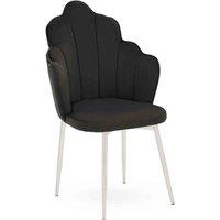 Interiors By PH Velvet Dining Chair Black Chrome Legs, Black