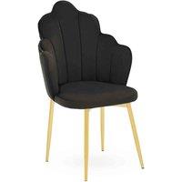 Interiors By PH Velvet Dining Chair Black Gold Legs, Black