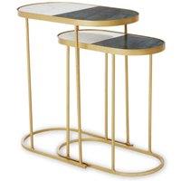 Interiors By PH Nest Of 2 Tables MarbleBrass Finish