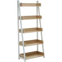 Interiors By PH 5 Tier Shelf Unit Natural Oak Veneer White Frame