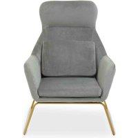 Interiors By PH Highback Velvet Chair Grey Gold Legs, Grey