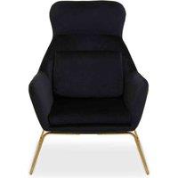 Interiors By PH Black Velvet Chair With Gold Legs, Black