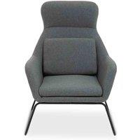Interiors By PH Velvet Chair Grey Black Metal Legs, Grey