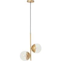 Interiors By PH 2 Pendant Light Gold Metal Clear Glass Shades, Gold