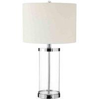 Interiors By PH Table Lamp GlassMetal Base Cream Fabric Shade, Clear
