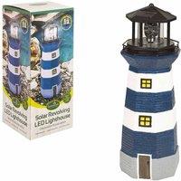Gardenkraft Solar Revolving Led 40Cm Lighthouse - Blue And White, Blue