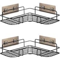 House of Home Set Of 2 Corner Shower Caddy In Black Nano Coating, Black
