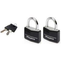 Master Lock 2 X 40Mm Aluminium Covered Padlock Keyed Alike -black, Black
