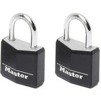 Master Lock 2 X 30Mm Aluminium Covered Padlock Keyed Alike - Black, Black
