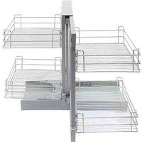 Kukoo Magic Corner Pull Out Kitchen Cupboard Drawers - Right Hand, Silver