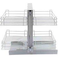 Kukoo Magic Corner Pull Out Kitchen Cupboard Drawers - Left Hand, Silver
