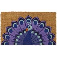 JVL Eco-friendly Latex Backed Coir Door Mat Peacock, Purple
