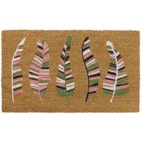 JVL Eco-friendly Latex Backed Coir Door Mat Feathers, Multi