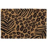 JVL Eco-friendly Latex Backed Coir Door Mat Animal Print, Black