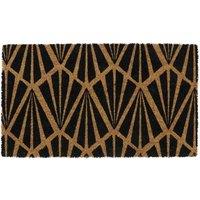 JVL Eco-friendly Latex Backed Coir Door Mat Art Deco, Black