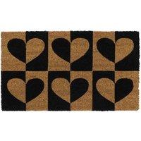 JVL Eco-friendly Latex Backed Coir Door Mat Heart To Heart, Black