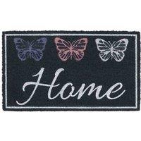 JVL Eco-friendly Latex Backed Coir Door Mat Home Butterflies, Blue