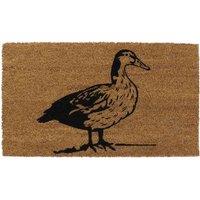 JVL Eco-friendly Latex Backed Coir Door Mat Quackers Duck, Black