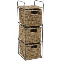 Jvl Seagrass 3 Drawer Storage Tower, Brown