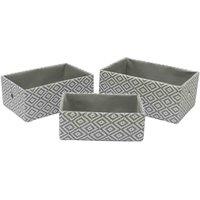 Jvl Argyle Set Of 3 Rectangular Storage Baskets, Grey