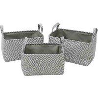 Jvl Argyle Set Of 3 Rectangular Storage Baskets, Grey
