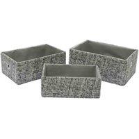 Jvl Urban Set Of 3 Rectangle Paper Storage Baskets, Grey