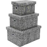Jvl Urban Set Of 3 Rectangle Paper Storage Baskets Medium, Grey