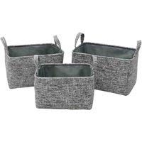 Jvl Urban Set Of 3 Rectangle Paper Storage Baskets, Grey