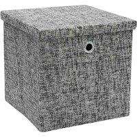 Jvl Urban Square Paper Lidded Storage Basket, Grey