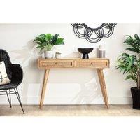 Desser Manhattan 2 Drawer Cane Console Table In Natural, Brown