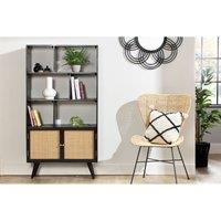 Desser Manhattan Rattan Bookshelf With Storage In Black, Black
