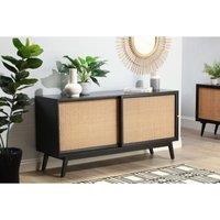 Desser Manhattan Sliding 2 Door Rattan Sideboard In Black, Black