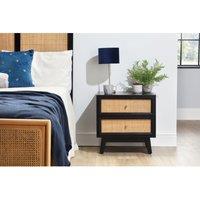 Desser Venice 2 Drawer Rattan Bedside Table In Black, Black