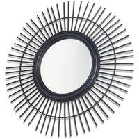 Desser Vintage Round Rattan Mirror In Black, Black
