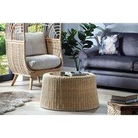 Desser Woven Rattan Round Coffee Table In Natural, Brown
