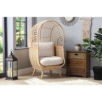 Desser Rattan Cocoon Chair In Smooth Beige, Brown
