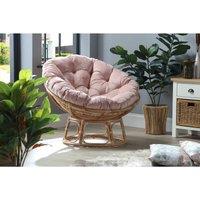 Desser Natural Rattan Papasan Chair In Velvet Blush, Pink