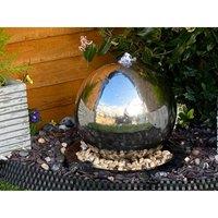 Tranquility 30Cms Stainless Steel Sphere Mains Powered Water Feature, Silver