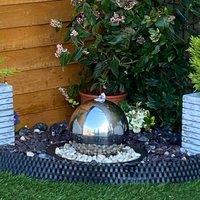 Tranquility 20cm S/Steel Sphere Solar Powered Water Feature, Silver