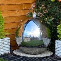 Tranquility 50Cms Stainless Steel Sphere Solar Powered Water Feature, Silver