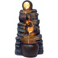 Tranquility Mini 4 Pots On Stone Solar Powered Water Feature, Brown